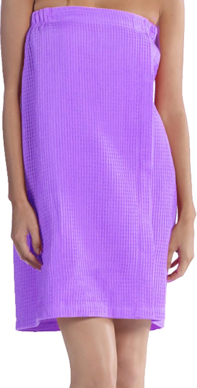 BY LORA Womens Lightweight Waffle Spa Wrap Towel, Quick-Dry Body, Multi Colors