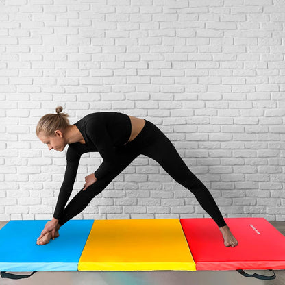 BalanceFrom 6x2 Feet 3-Panel Folding Gymnastics Mat – 2-Inch Thick Pad with Vinyl Surface and Carrying Handles for Tumbling, Yoga, Pilates, Home Workouts, and Martial Arts