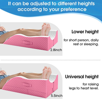 TranquilRelax Elevation Pillows for Leg After Surgery, Memory Foam Adjustable Wedge Pillow for Injury or Rest, Ankle Pillow for Sleeping Blood Circulation, Grey/Single Leg