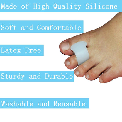 Pack of 12 Gel Toe Separator, (1/4" Thick) Big Toe Spacers, Single Loop Toe Spreader for Bunions, Overlapping Toe, Corrector and Spacer (Clear)