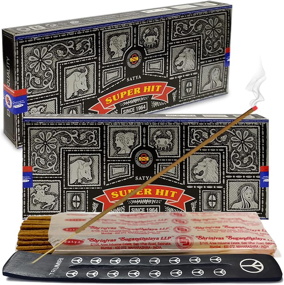 TRUMIRI Incense Stick Holder Bundle with Satya Sai Baba Nagchampa 250g Bulk Incense Sticks Nag Champa Agarbatti - Pack of 1 (Approx 250 Insence-Sticks)