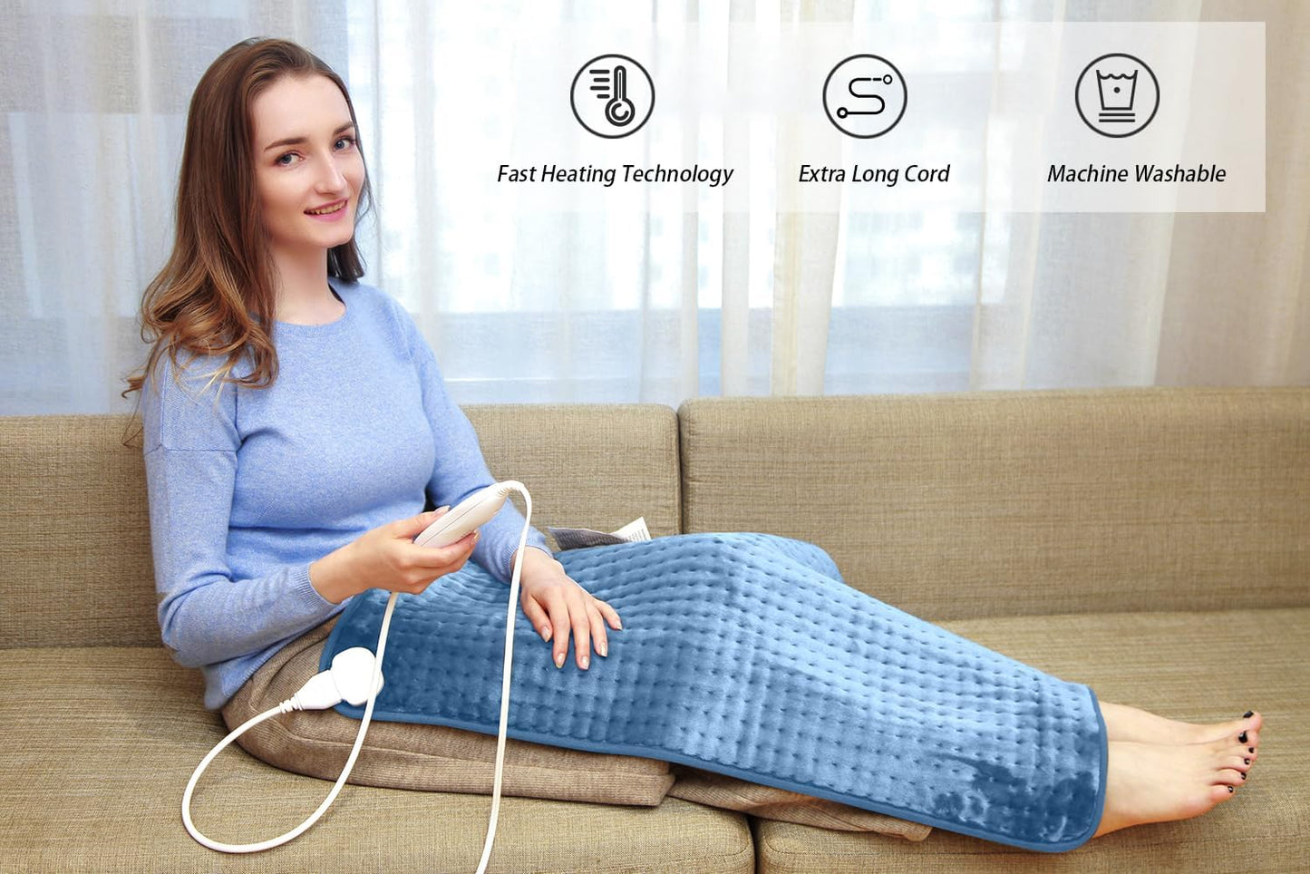 Ruqiji 19" x 24" Weighted Neck&Shoulder Heating Pad, 2.5lbs with 12 Temperature Settings&Countdown Timer,Pain Relief for Neck/Shoulders/Menstrual Pain(Dark Gray)