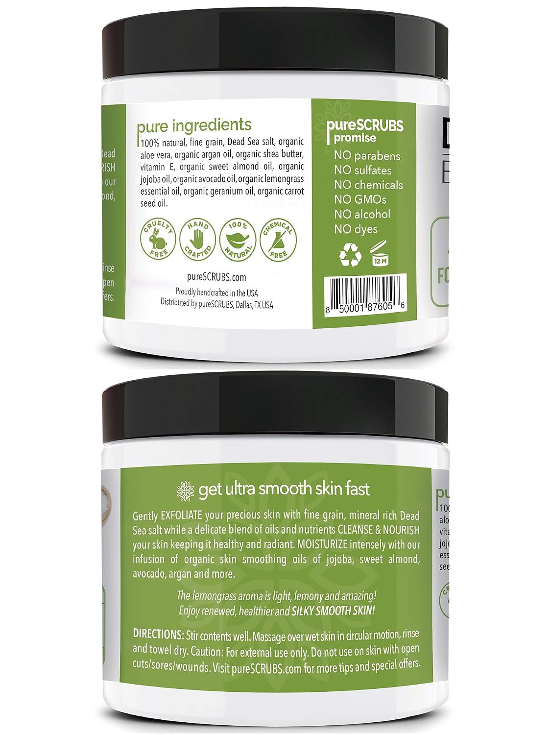 pureSCRUBS Premium Cucumber Body Scrub Set, Exfoliating Dead Sea Salt Scrub