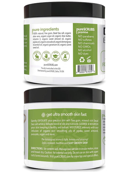 pureSCRUBS Premium Cucumber Body Scrub Set, Exfoliating Dead Sea Salt Scrub
