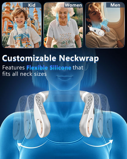 Neck Fan Air Conditioner,Neck Fans that Blow Cold Air,[3-19.5 Hours] Long Battery Life Neck Coolers for Extremely Hot Weather Flashes,Fanless Handsfree Hangs Fan Around Neck Headband Devices Green