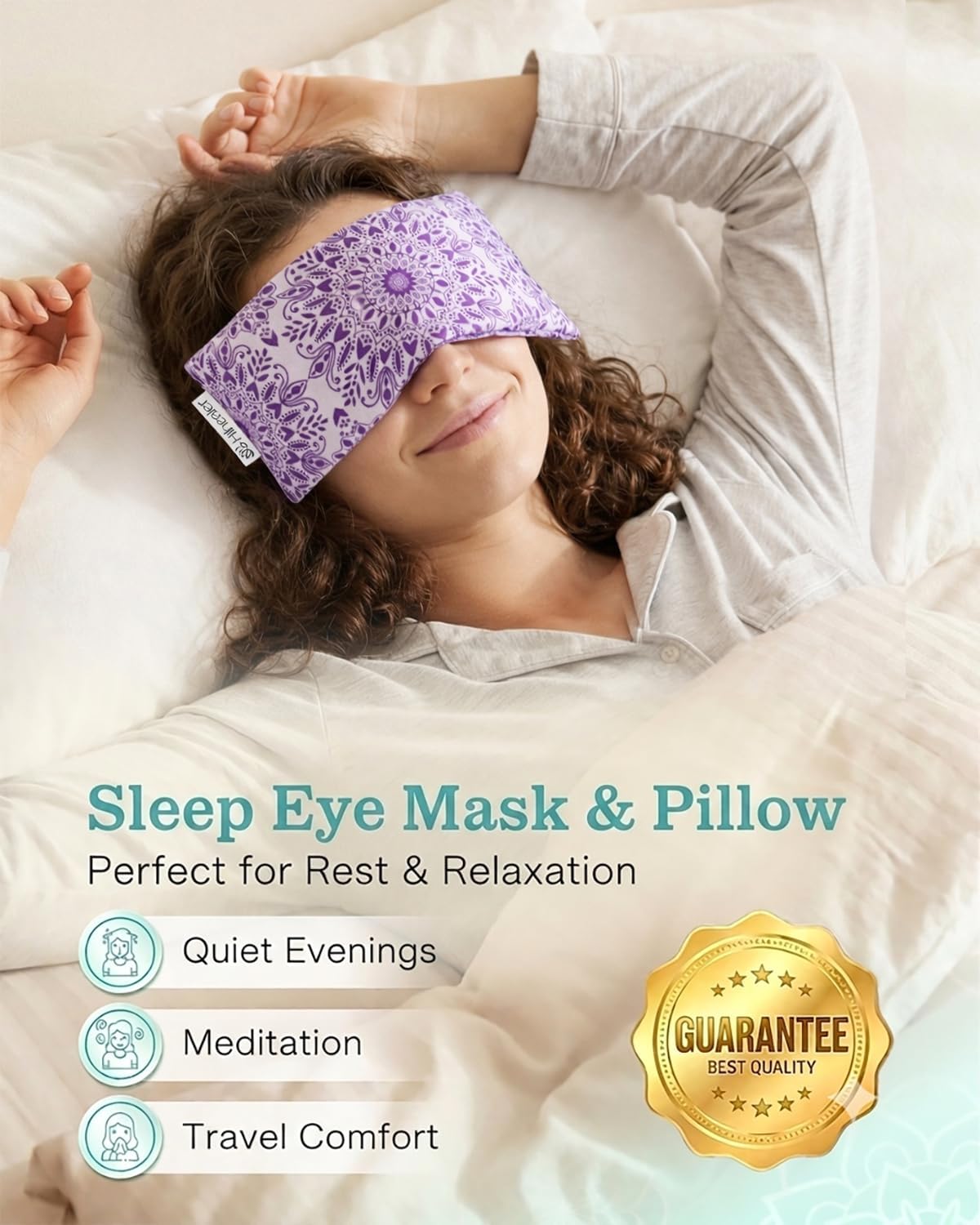 Hihealer Lavender Eye Pillow for Relaxation, Yoga, Sleep, Weighted Eye Mask