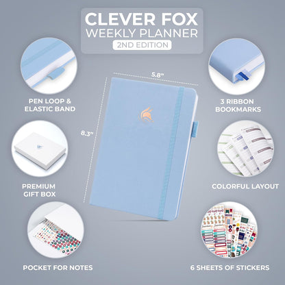 Clever Fox Planner 2nd Edition – Colorful Weekly & Monthly Goal Planner, Time Management & Productivity Organizer, Undated, A5 (Dark Teal)