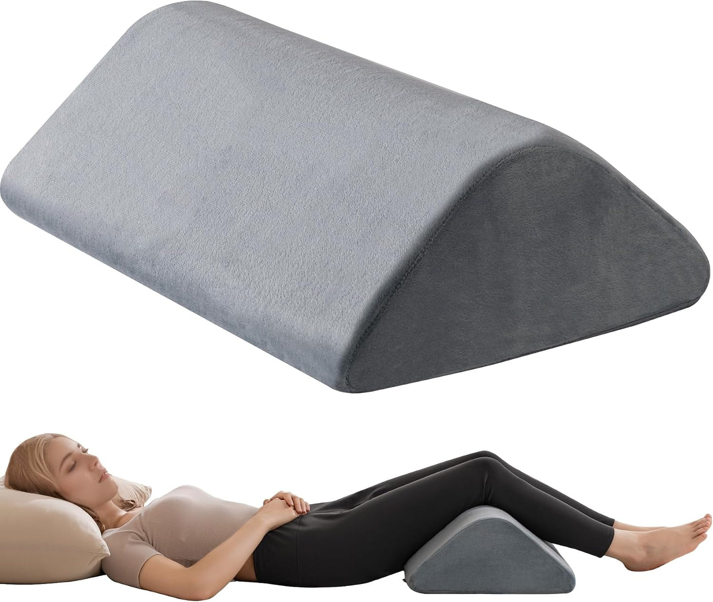 Knee Wedge Pillow for Post-Surgery Recovery-Leg Elevation Support for Sleep Position, Alleviating Lower Back & Hip Pain Enhancing Circulation in Ankles Legs Triangle Pillow with Removable Cover