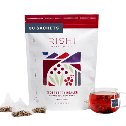 Rishi Tea Elderberry Healer Organic Herbal Tea Bags, Caffeine Free, 30ct