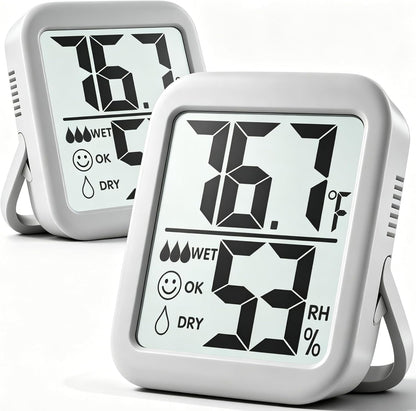 Antonki 2 Pack Room Thermometer for Home, Hygrometer Indoor Humidity Meter Gauge, Digital Temperature and Humidity Monitor Sensor for House, Terrarium, Incubator, Greenhouse - Battery Included