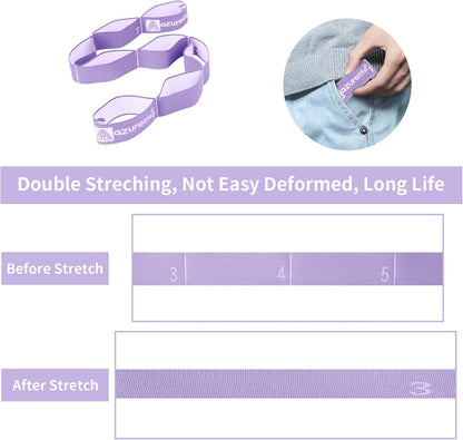 A AZURELIFE Elastic Yoga Stretching Strap, Multi-Loop Stretch Strap for Physical Therapy, Pilates, Yoga, Dance & Gymnastics Exercise and Flexible Pilates Stretch Band