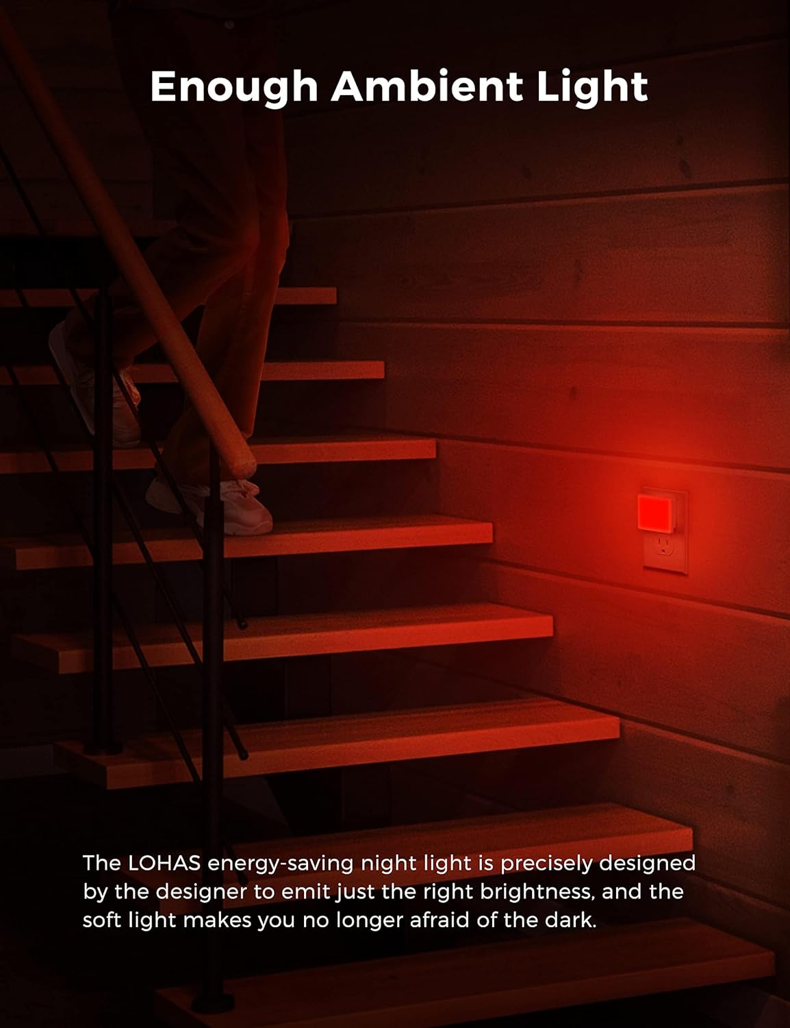 L LOHAS LED Night Lights Plug into Wall 2-Pack, 0.3W Plug in Night Light, Dusk to Dawn, 2000K Amber Light, Sleep Aid Nightlight Auto-On/Off, for Adults Kids Room, Bedroom, Bathroom, Hallway, Non-Dim