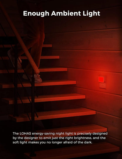 L LOHAS LED Night Lights Plug into Wall 2-Pack, 0.3W Plug in Night Light, Dusk to Dawn, 2000K Amber Light, Sleep Aid Nightlight Auto-On/Off, for Adults Kids Room, Bedroom, Bathroom, Hallway, Non-Dim