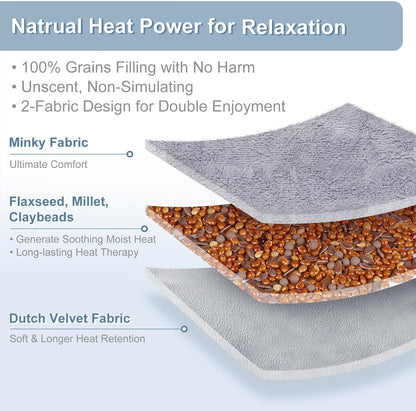 SuzziPad Microwavable Heating Pads for Neck and Shoulder Back Discomfort, 7x16 Fatigue Soothing Heated Pad Microwave, Moist Hot Packs, Unscented Heat Pack for Aches, Sore Muscle, Gray