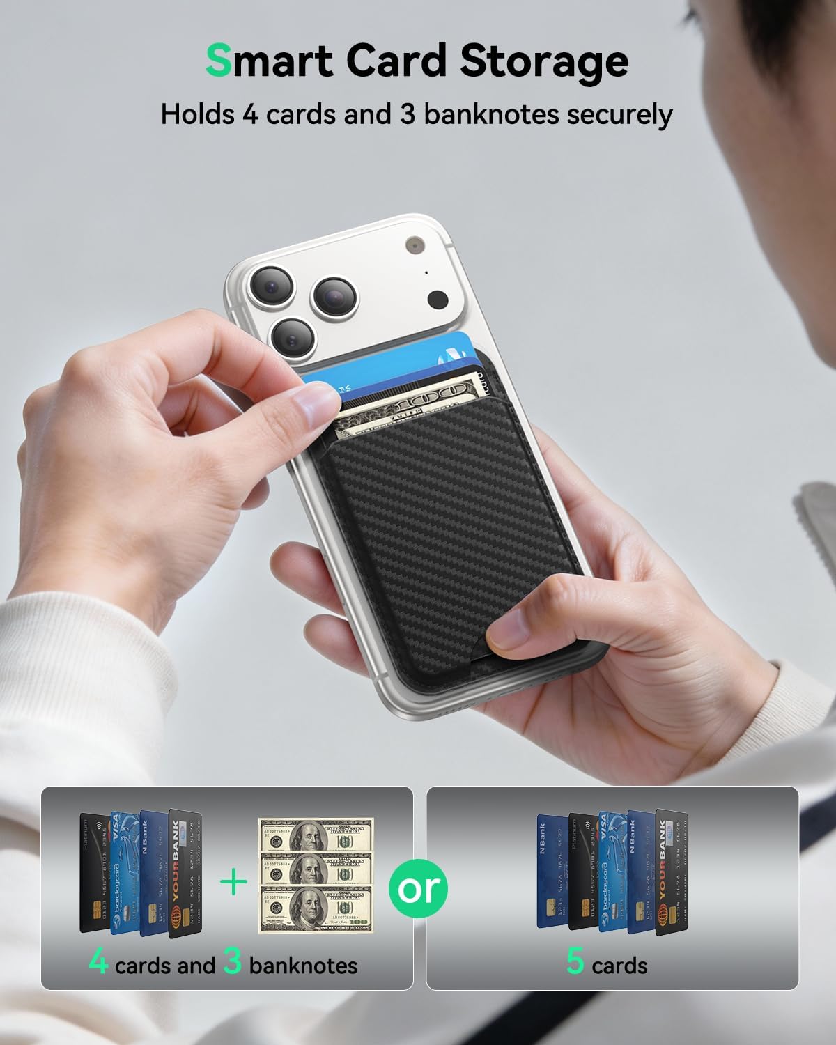 TWZKG for MagSafe Wallet, Works with Apple Find My,5 Card Holder with Stand