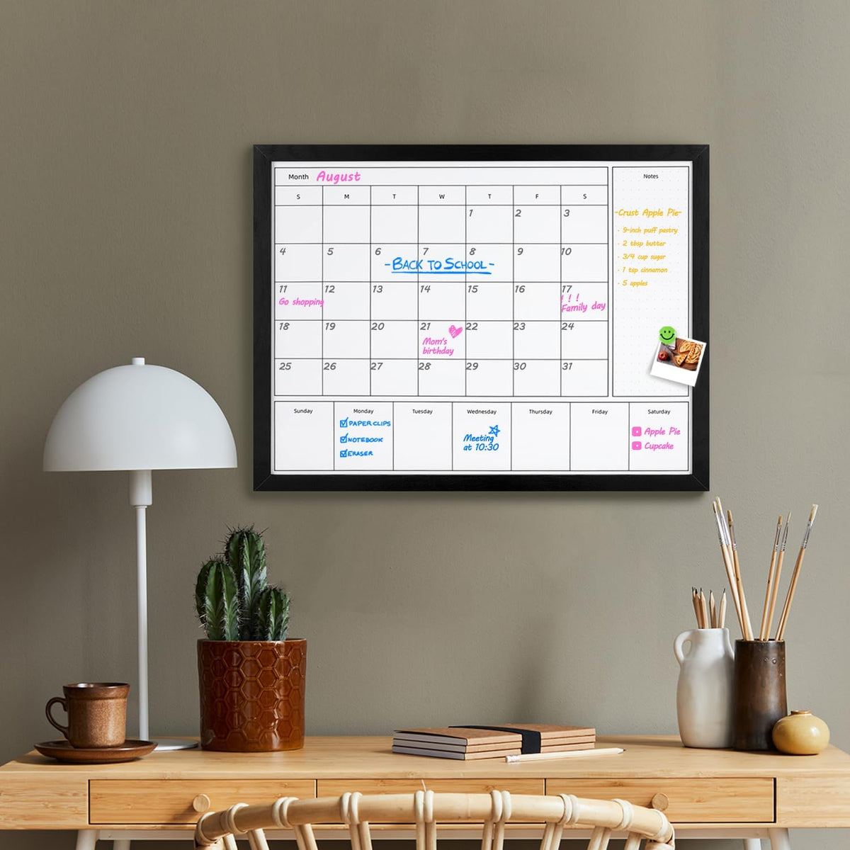 3-in-1 Dry Erase Calendar for Wall, Magnetic Surface Calendar Whiteboard