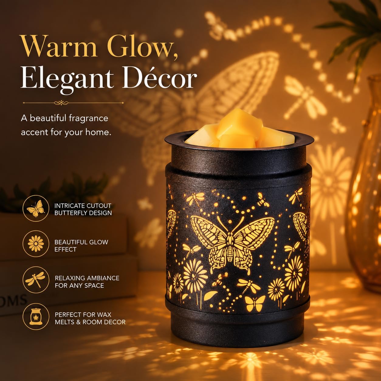 kobodon Wax Melt Warmer Metal Wax Warmer for Scented Wax Electric Fragrance Candle Oil Burner 2 in 1 Wax Melts as Gifts for Moms Grandma Women Girls(Sunflower)