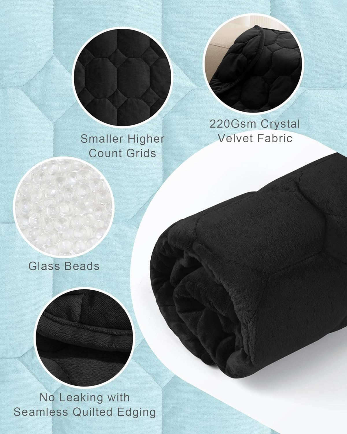 Cottonblue Weighted Lap Blanket 7lbs, Cozy Luxury Crystal Velvet Weighted Blanket for Adults, Small Weighted Blanket for Relaxation, Sleeping, Travel, Grey, 29" x 24"