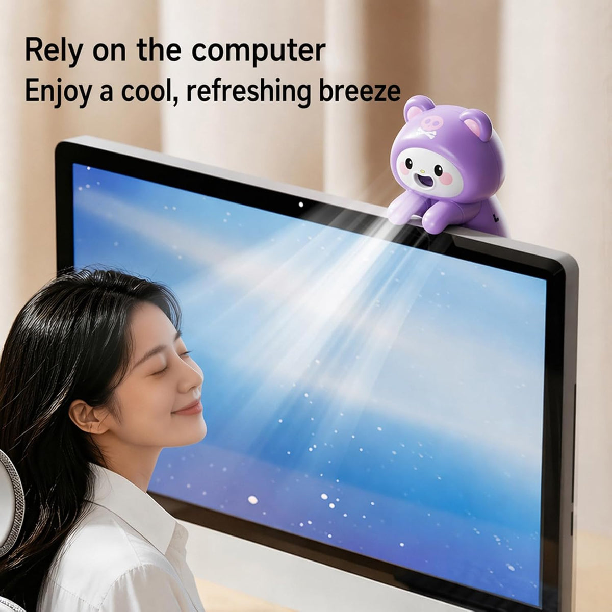 Clip-On Food Table Fan for Noodle Coffee Tea (Purple)