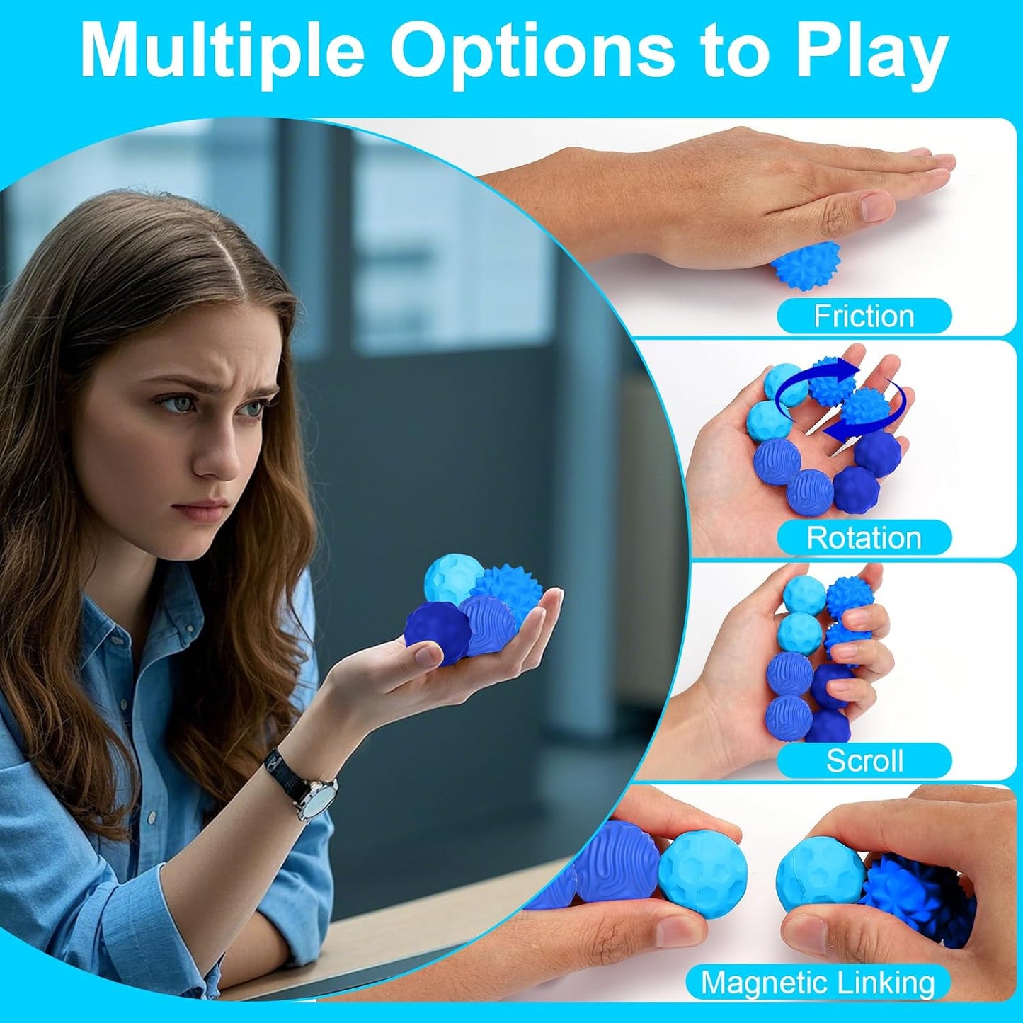 BUSOHA Silicone Magnetic Fidget Balls - 4 Pack Fidget Toys for Adult