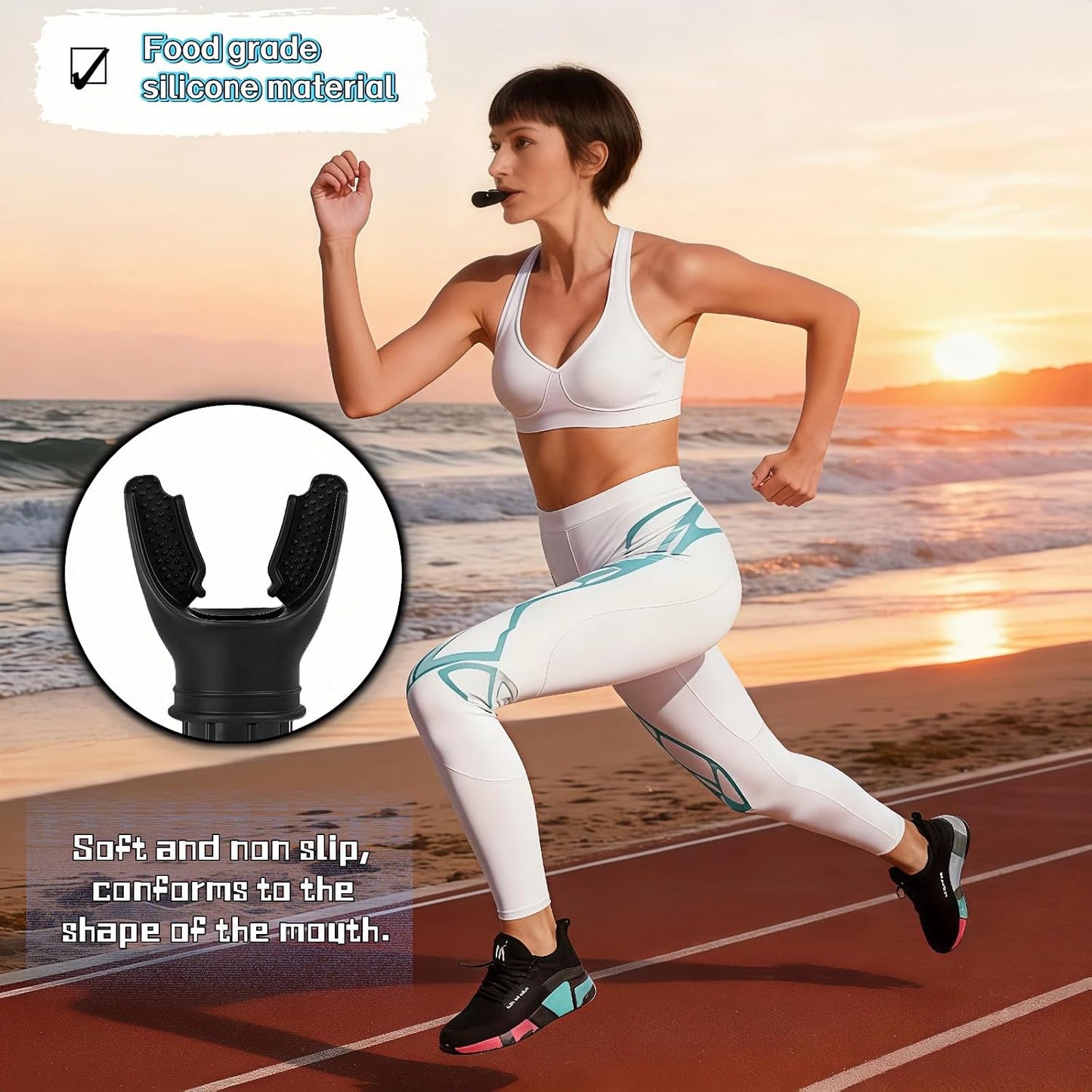 Adjustable Resistance Portable Lung Breathing Trainer | Premium Food-Grade Silicone Breath Exercise Device for Athletes, Runners & Home Fitness | Improve Respiratory Endurance & Core Strength