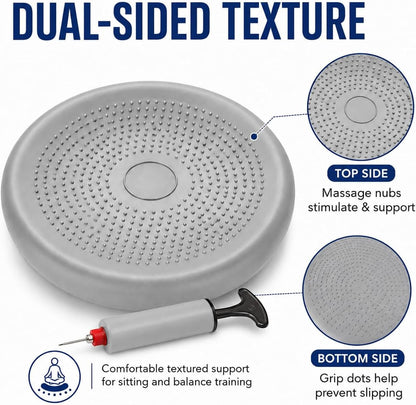 Hanstuten Wobble Seat Cushion Balance Disc - Rubber Wiggle Seat for Active Sitting, Office Desk Chair, and Core Strength Training
