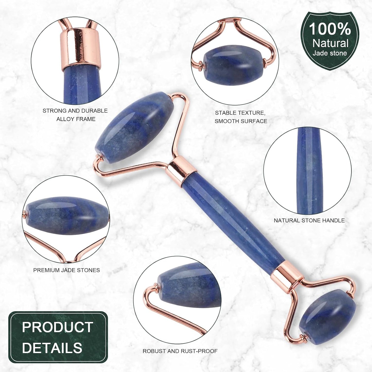 Jade Roller for Face, Facial Roller Massager Skin Care Tool, Gua Sha Facial Tools for Face, Neck, Eyes, Reduce Puffiness of The Skin - White