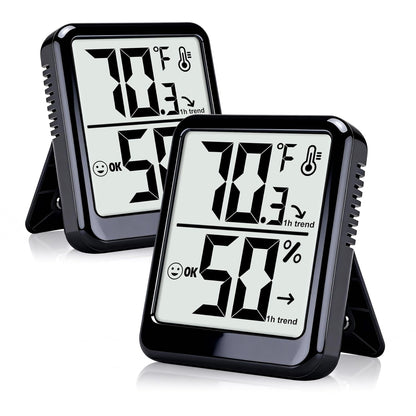 Room Thermometer Indoor Hygrometer Humidity Meter Gauge Digital Temperature and Humidity Sensor Monitor for Home Office House Pets Plants - AAA Battery Included