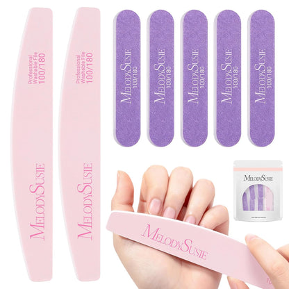 MelodySusie 16Pcs Professional Nail Buffer Kit,Nail Files and Buffers,Nail Buffer Block,Nail Brush, Nail File Buffers Kit for Natural Nails,DIY,Home Use,Salon（100/180 Grit）