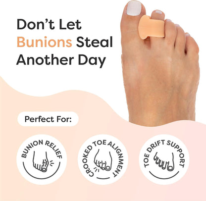 ZenToes Gel Toe Separators for Overlapping Toes, Bunions, Big Toe Alignment, Corrector and Spacer - 4 Pack (White)