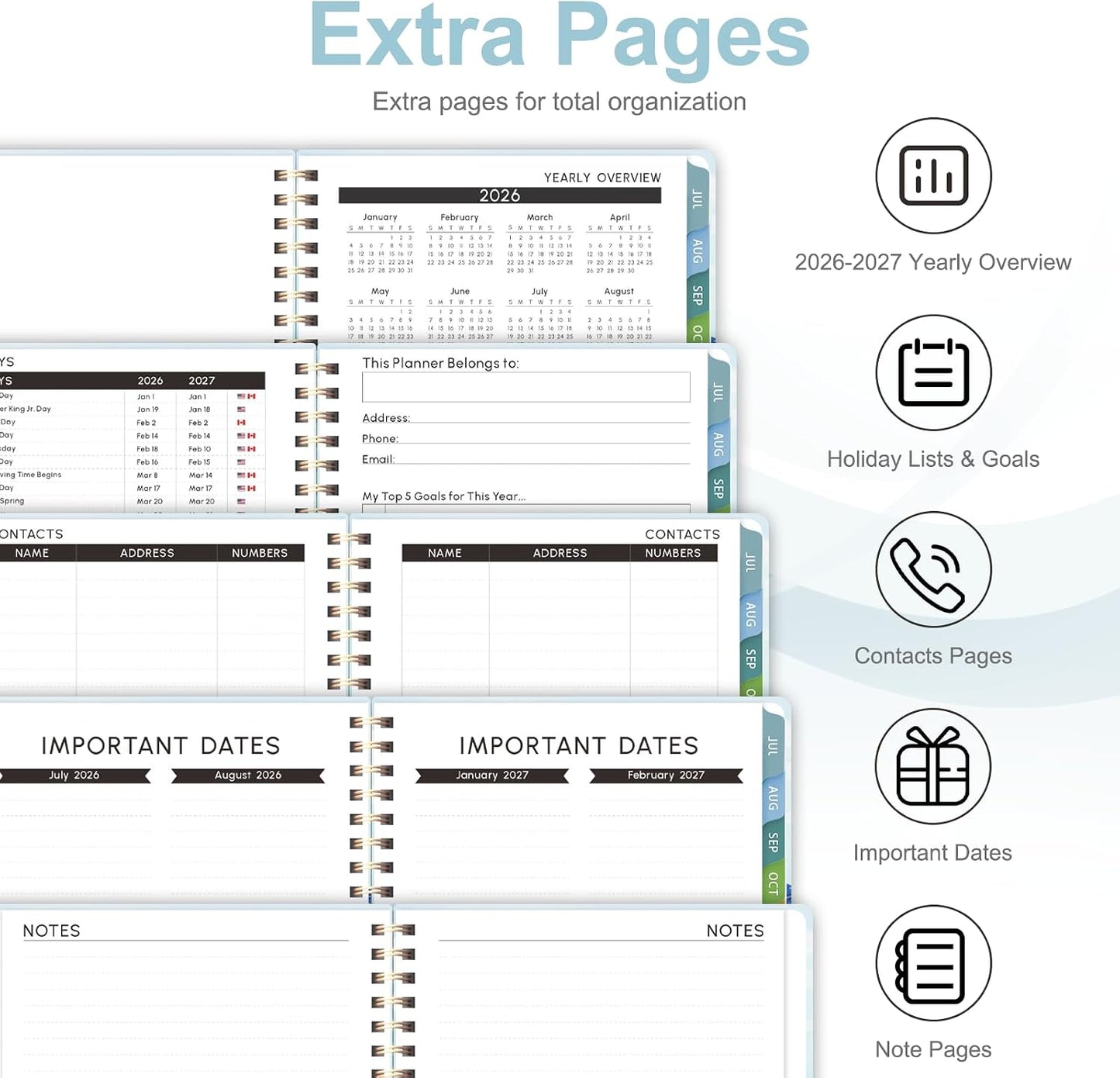 Planner 2026-2027, Weekly and Monthly Calendar Planner, JUL 2026 - JUN 2027 | Academic Year, Daily Agenda Book, A5(6.3'' x 8.5''), Sprial Bound, Inner Pocket, Office School Use
