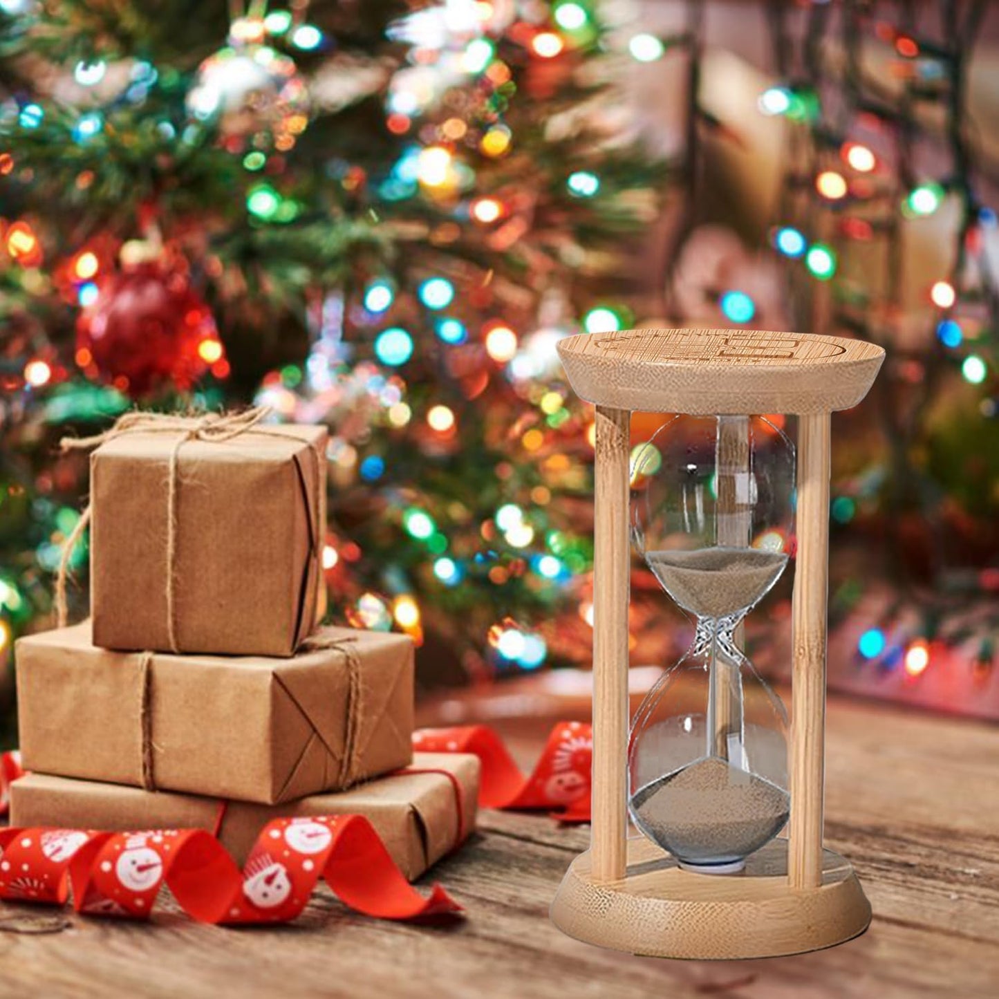Hourglass 15 Minute,Wood Sand Timer 15 Min, Unbreakable Sandglass,Sand Watch for Study,Yoga,Cooking,Desk Decor & Gift,White