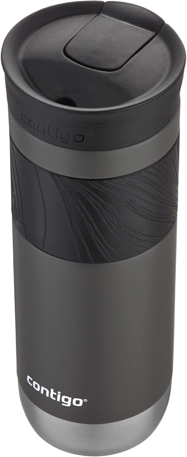 Contigo SNAPSEAL Insulated Stainless Steel Travel Mug with Grip 20oz. Blue Corn Transparent Satin & Midnight Berry