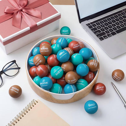 Liliful 100 Pcs Motivational Stress Balls Bulk Inspirational Squeeze Balls for Adults Anxiety Relief Fidget Toys Office Employee Gifts Classroom Rewards 2.2 Inch (Bright Colors)
