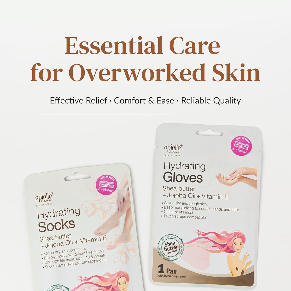 Epielle Hydrating Foot Mask 6 Pairs, Relieve and Soften with Shea Butter & Jojoba Oil, Deep Moisturizing Socks for Dry, Cracked Feet, Self Care Gifts for Women, Spa Kit