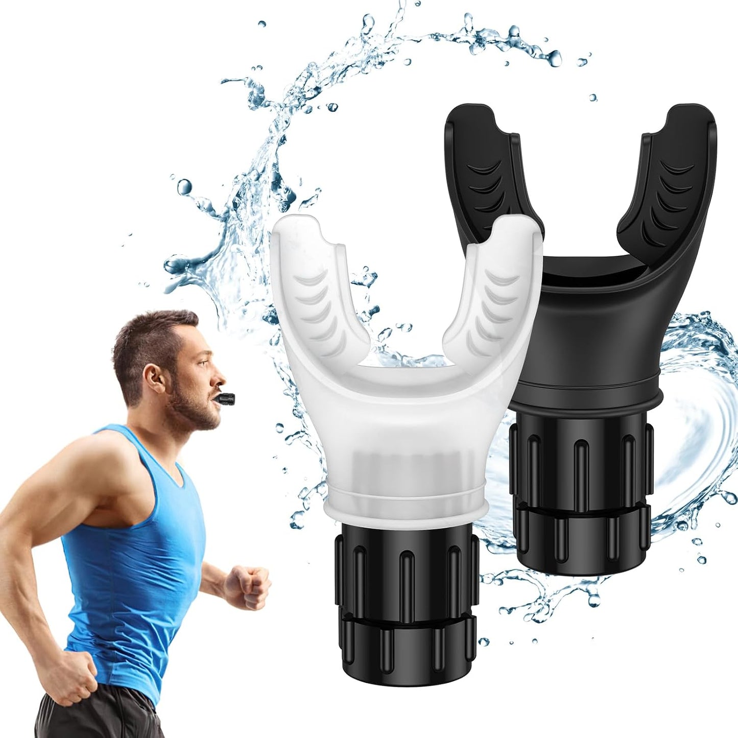 AMIR Upgraded Portable Breathing Trainer, Adjustable Resistance Breathe Trainer, Compact Muscle Improve Strength and Endurance, Exercise Device for Sports, Running, Martial (Black,White)
