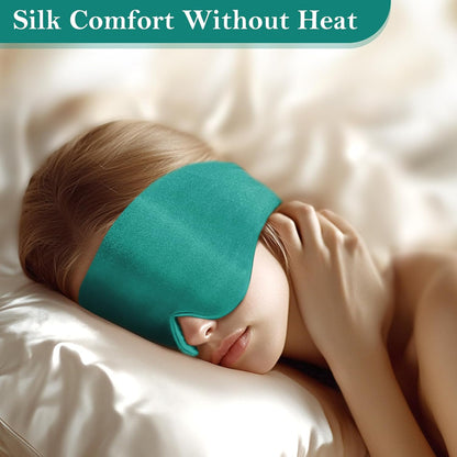 Silk Heated Eye Mask, USB Corded Electric Face Heating Pad for Sinus Pressure Relief, Warm Eye Compress for Dry Eyes, Stye and Tension Headache with 3 Temp Settings & 30-Min Auto Off, Forest Green