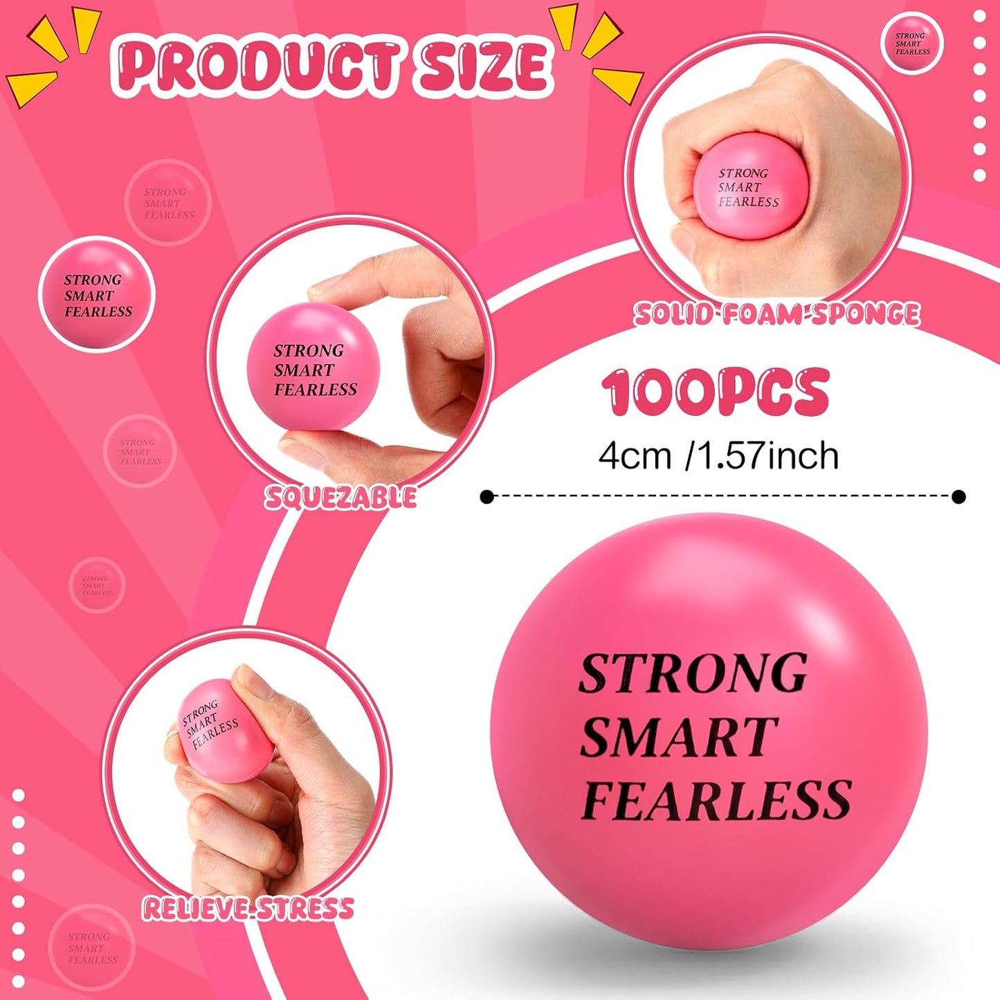 Sotiff 100 Pcs Stress Balls Bulk for Adults Colorful Foam Stress Relief Gift Toys with Motivational Quotes Squeeze Balls for Office Relief Employee Appreciation (Ten Colors,Inspirational)