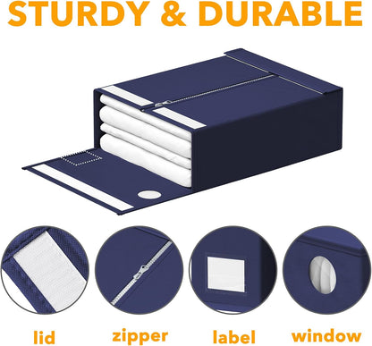 SpaceAid Bed Sheet Organizer and Storage, Foldable Sheet Organizer with Window for Linen Closet, Set Folder Keeper for Queen & King Size Bedding Storage (Black)