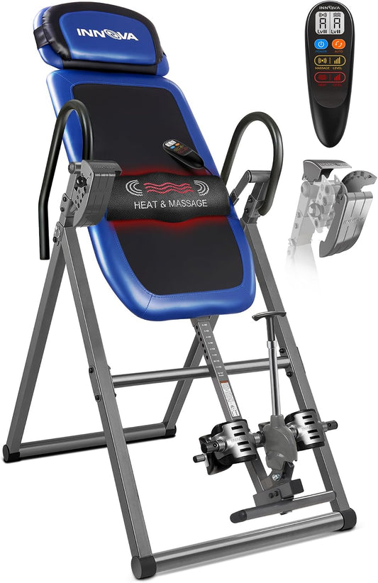 INNOVA HEALTH AND FITNESS ITM4800 Advanced Heat and Massage Inversion Table,Black/ Blue / Gray
