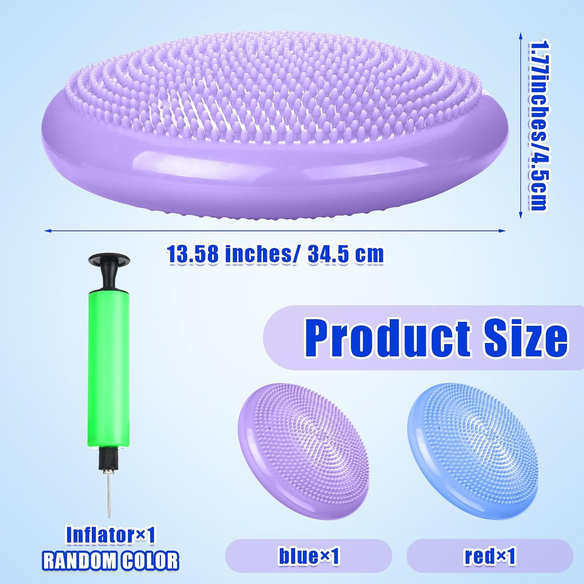 Silipull 2 Pcs Wiggle Seat Inflated Wobble Cushion Flexible Balance Disc with Air Pump for Core Stability Strengthening Improving Posture Physical Exercise