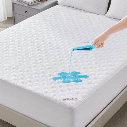 BEDLORE Waterproof Mattress Protector, Noiseless King Size Mattress Pad with Deep Pocket Fitted Up to 6-18 inches, Soft Breathable Dirt-Proof Bed Mattress Cover Washable for Bedroom, Hotel (Gray)