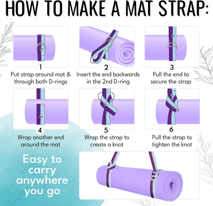 TECEUM 2 IN 1 Yoga & Mat Strap for Stretching – Cotton – 6/8/10 ft