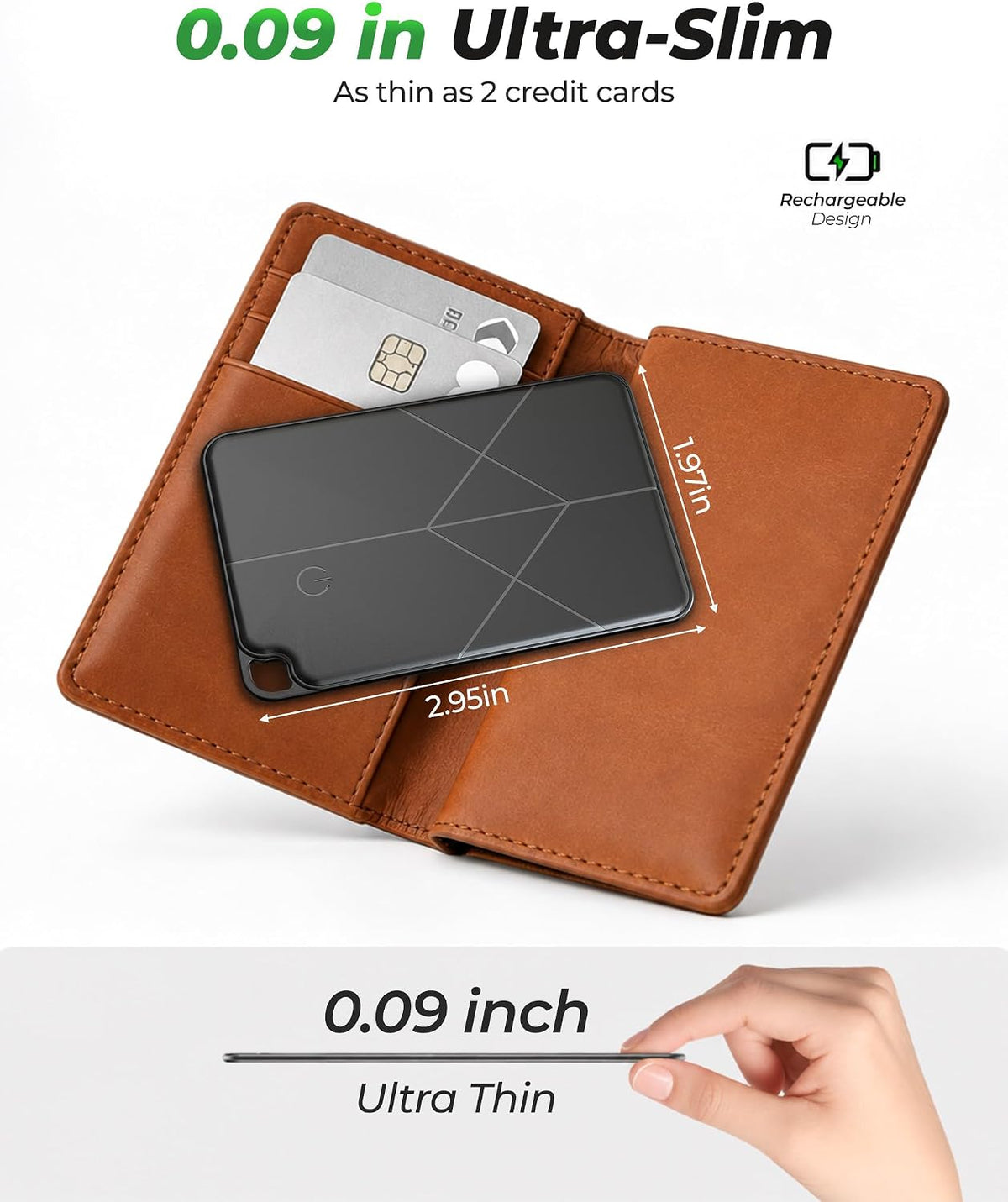 2026 Wallet Tracker Card for Android & iOS - Slim Tracking Card for Wallet GPS Tracker for Luggage Passport Keys, Wireless Charging Bluetooth Tracker Card, Works with Google Find Hub & Apple Find My