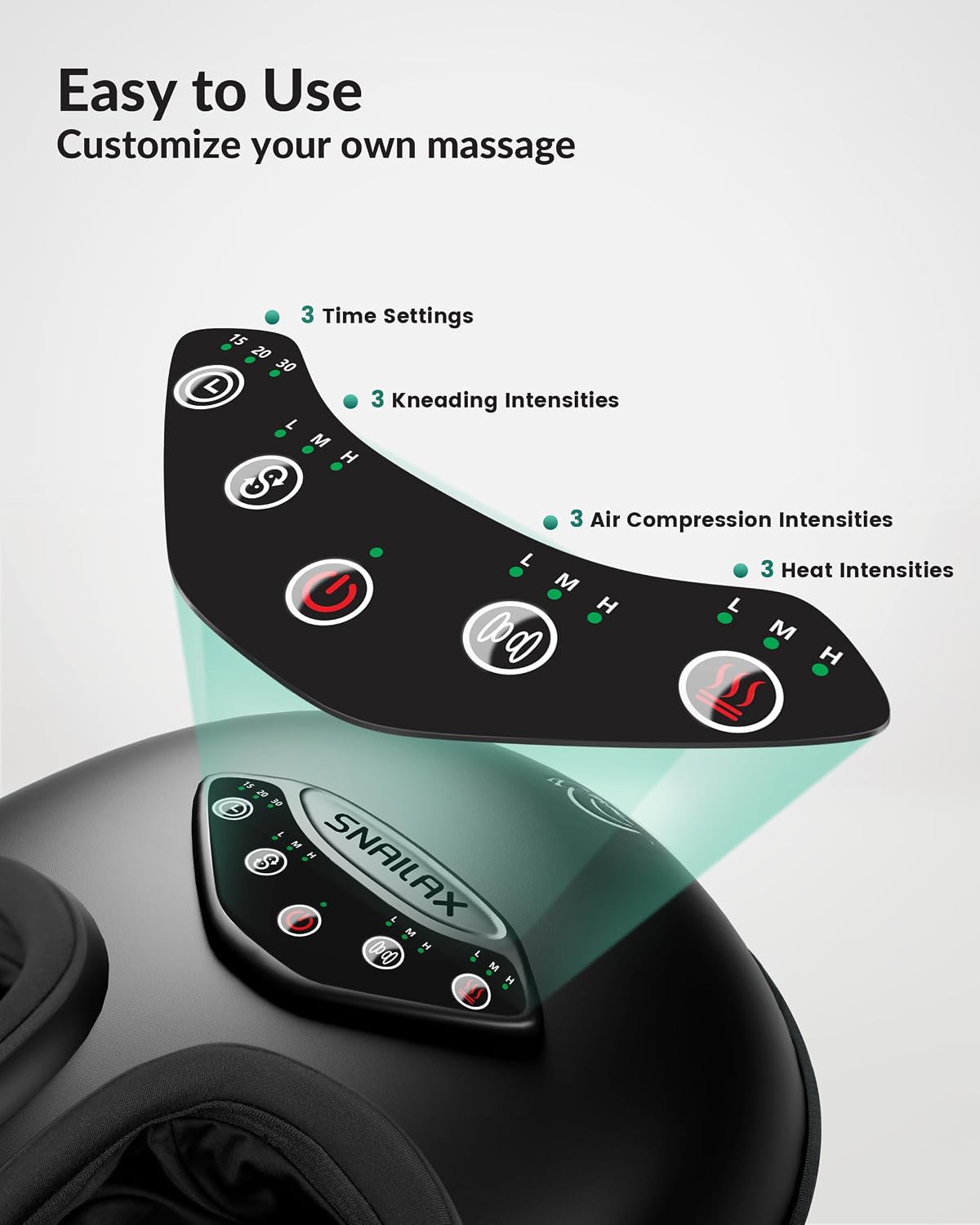 Snailax Shiatsu Foot Massager with Heat, FSA Eligible, Kneading, Compression, Vibration, Feet Massage Machine for Plantar Fasciitis, Neuropathy, Foot Warmer, Gifts for Women Men,Size 13