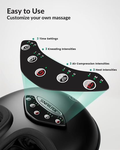 Snailax Shiatsu Foot Massager with Heat, FSA Eligible, Kneading, Compression, Vibration, Feet Massage Machine for Plantar Fasciitis, Neuropathy, Foot Warmer, Gifts for Women Men,Size 13