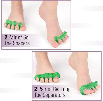 DR. JK- ToePal Gel Toe Separator, 2 Pairs, Toe Spacers, Toe Straightener, Hammer Toe Straightener, Toe Spreader, Toe Stretcher, Toe Corrector for Women and Men, Bunion Corrector