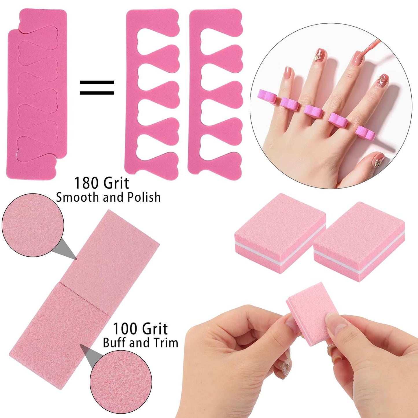48pcs Sponge Toe Separators Pedicure Set for Nail Polish- Premium Nail Art Painting and Polishing Tool Kit, 4 Funy Color