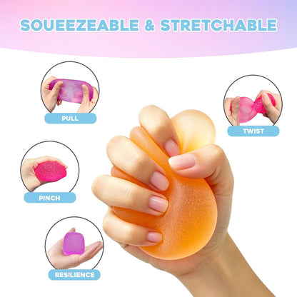 Stress Balls-Gumdrop Squishy Stress for Kids and Adults, Super Solid Squeeze Ball, Sensory for Stress Relief, Birthday, Easter Basket Stuffers and Party Favors (Blue)
