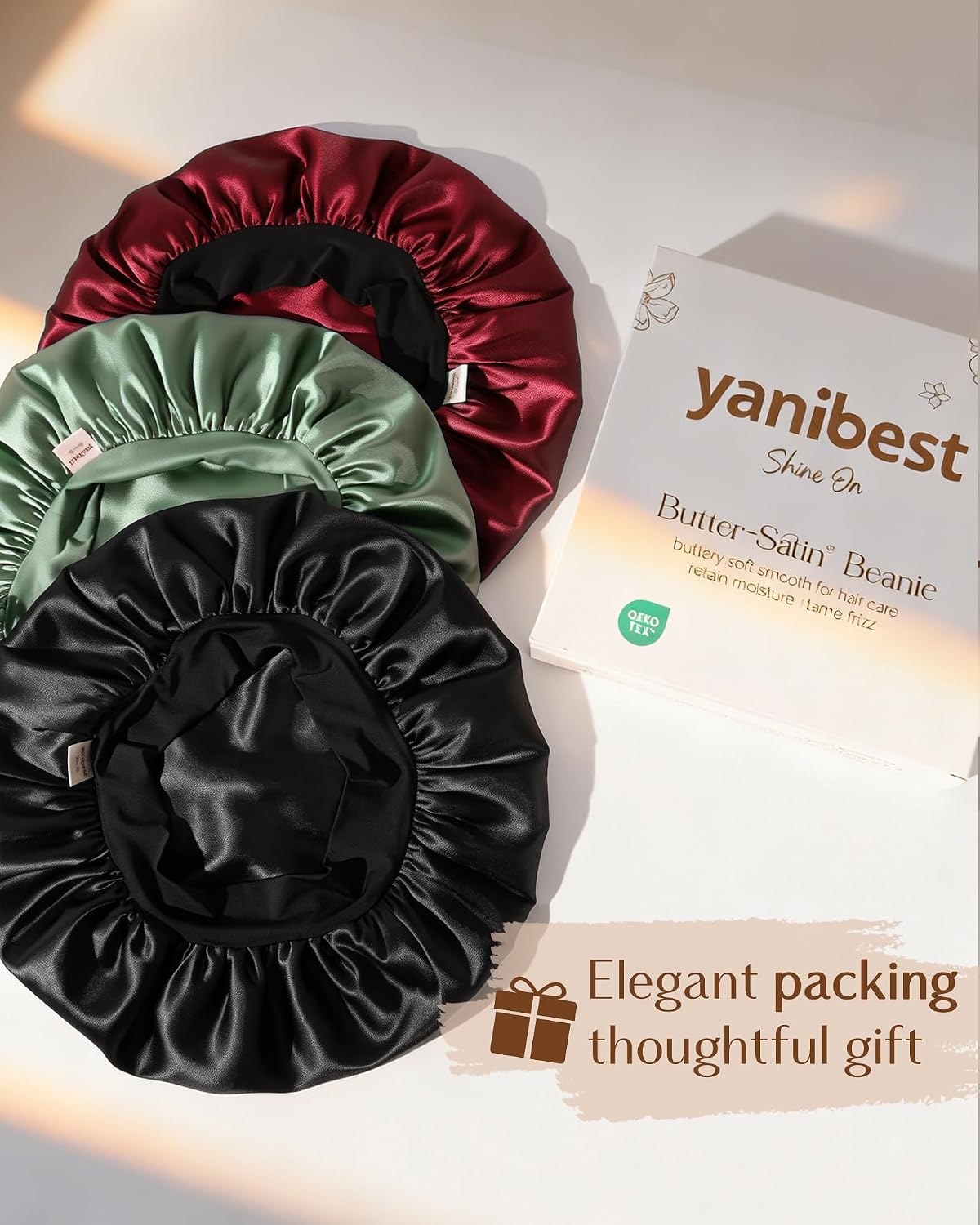 Yanibest Small Satin Bonnet for Men, Hair Bonnet for Short Hair Waves, Stay-on Night Cap, Daily Use for Sleeping Gym Outdoor, Black